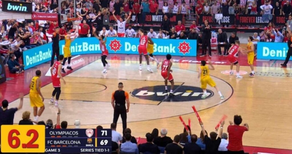 Ολυμπιακός-Μπαρτσελόνα: Το χρονόμετρο της Nova μέτρησε 6,2” την κρίσιμη επαναφορά της ισοφάρισης