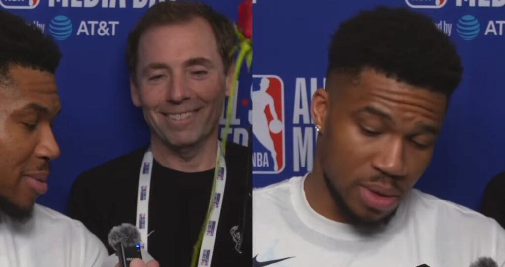 Γιάννης Αντετοκούνμπο: Έγινε viral με το τριαντάφυλλο που έδωσε σε ρεπόρτερ