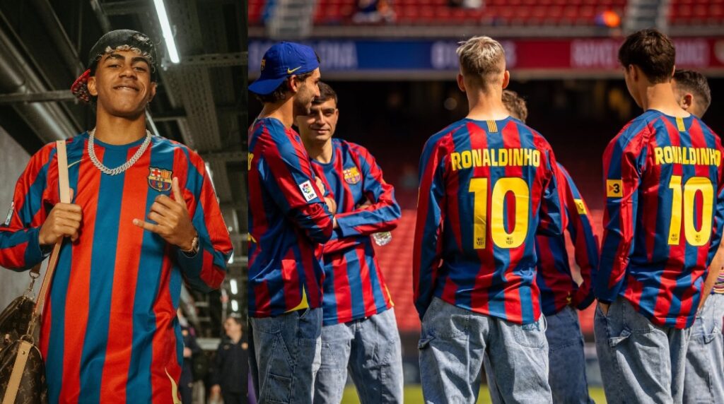 Όλη η Μπαρτσελόνα…με αύρα R10 – Οι μπλαουγκράνα βγήκαν στο γήπεδο με μπλούζες Ροναλντίνιο (pic)