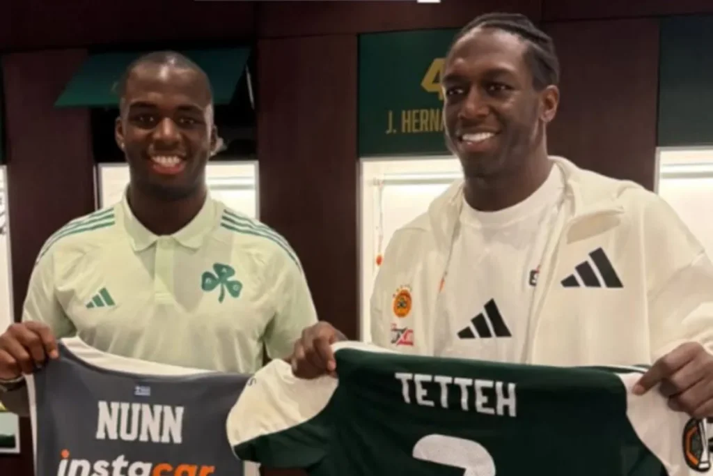 Παναθηναϊκός: Τεττέη και Ναν αντάλλαξαν υπογεγραμμένες φανέλες στα αποδυτήρια του Τ-Center